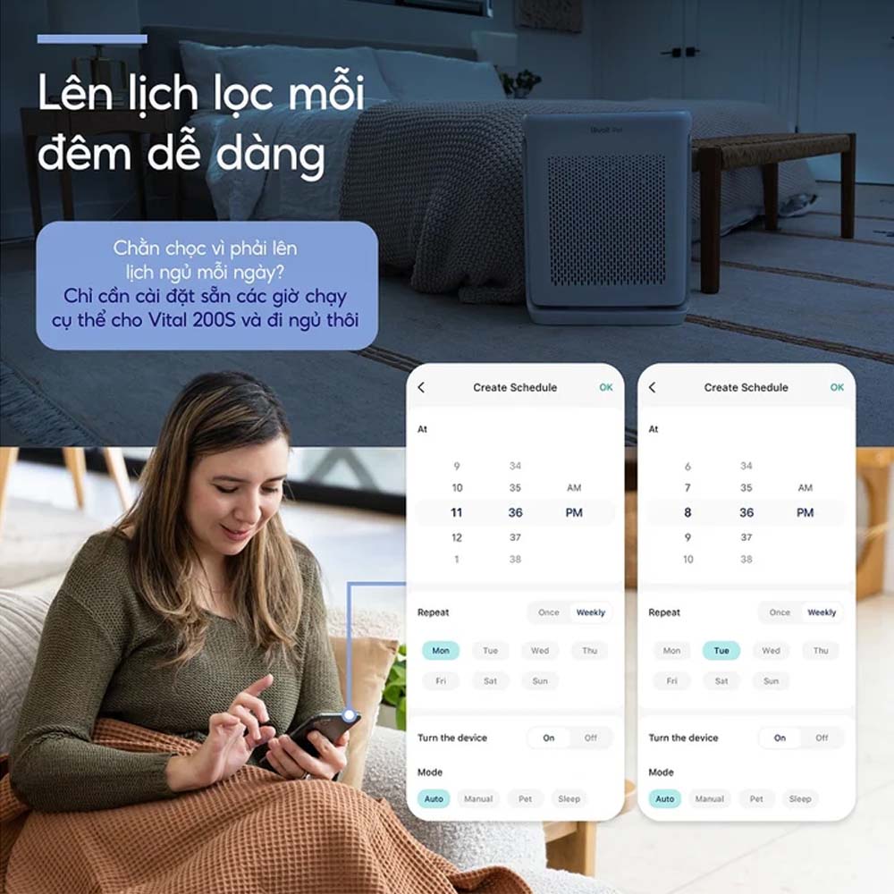Dễ dàng điều khiển Máy Lọc Không Khí Levoit Vital 200S