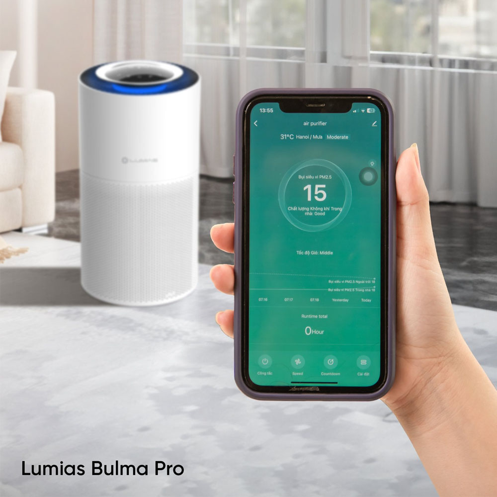 Điều khiển từ xa Máy Lọc Không Khí Lumias BULMA PRO qua app