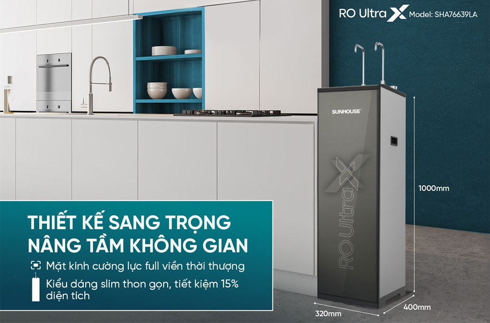 Máy Lọc Nước Hydrogen UltraX Sunhouse SHA76639LA có thiết kế hiện đại