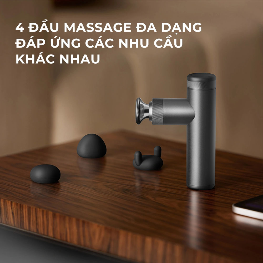 4 đầu phụ kiện massage với thiết kế đa dạng, kết hợp 4 cấp độ massage