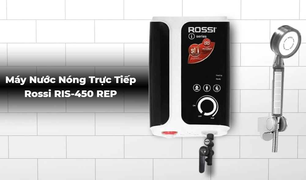 Máy Nước Nóng Trực Tiếp Rossi RIS-450 REP 4500W sở hữu thiết kế thanh lịch