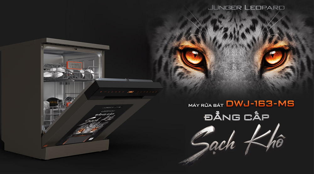 Máy Rửa Chén Junger Leopard-DWJ-163-MS có kiểu dáng hiện đại