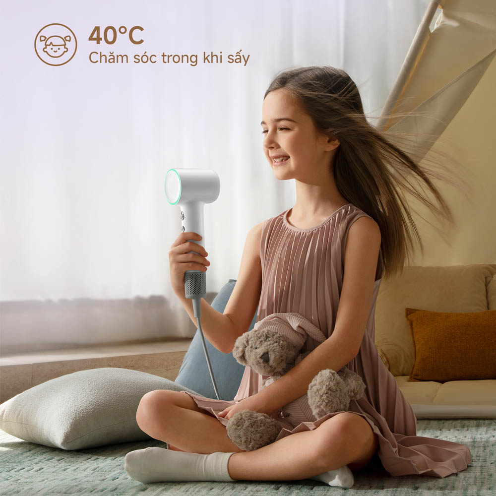 Chế độ trẻ em 40°C dịu nhẹ an toàn cho tóc trẻ em và da đầu nhạy cảm