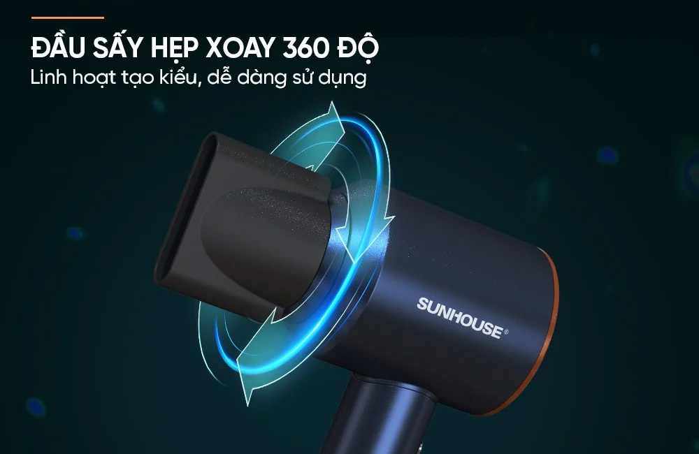 Máy Sấy Tóc Tốc Độ Cao Sunhouse SHD2321 linh hoạt mọi góc độ