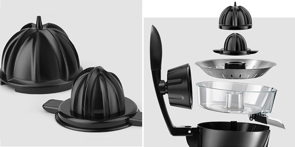 2 đầu vắt của Máy Vắt Cam LocknLock Handle Citrus Juicer EJJ256BLK