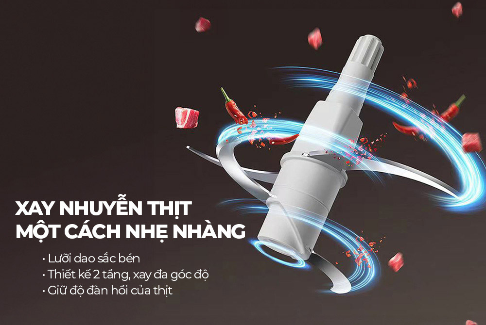 Lưỡi dao inox SUS420 sắc bén giúp xay thực phẩm cực nhanh, cực nhuyễn