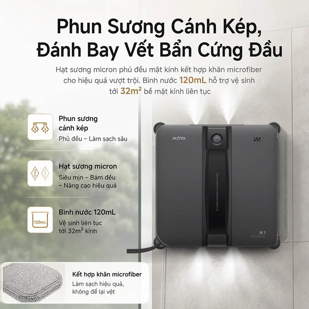 Hệ thống phun sương cánh kép tạo ra các hạt nước siêu mịn
