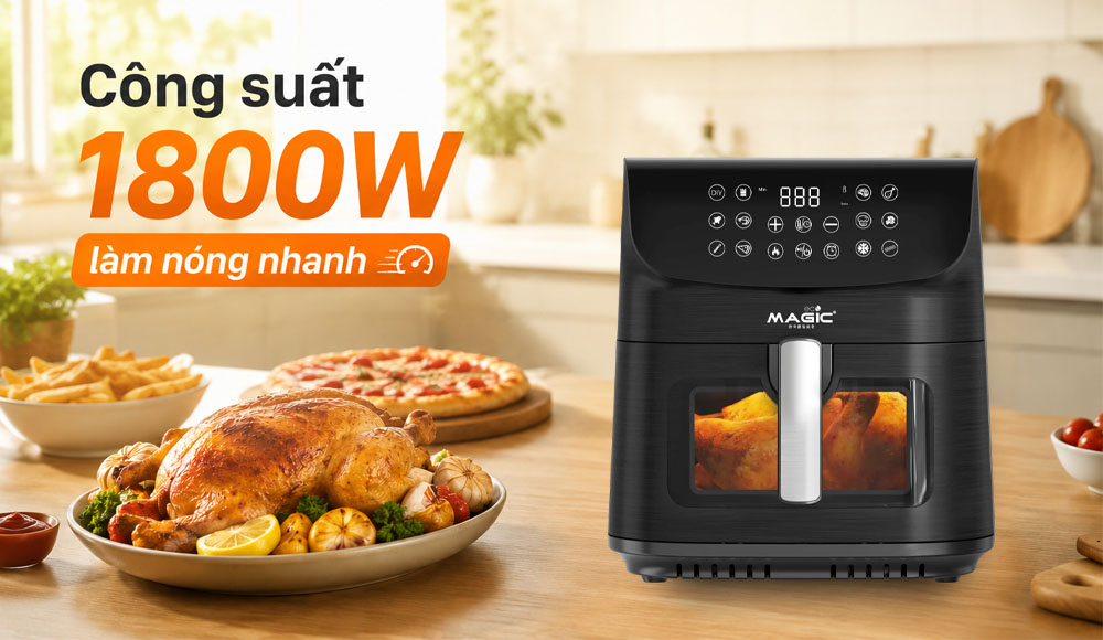 Công suất 1800W làm nóng nhanh, rút ngắn thời gian chế biến