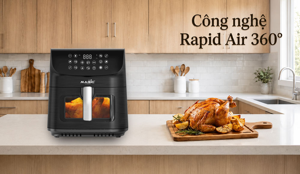 Công nghệ Rapid Air tuần hoàn 360° làm chín nhanh và giòn thực phẩm