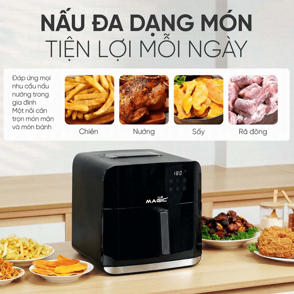 Nồi Chiên Không Dầu Magic Eco AC-162 tích hợp đa dạng chế độ