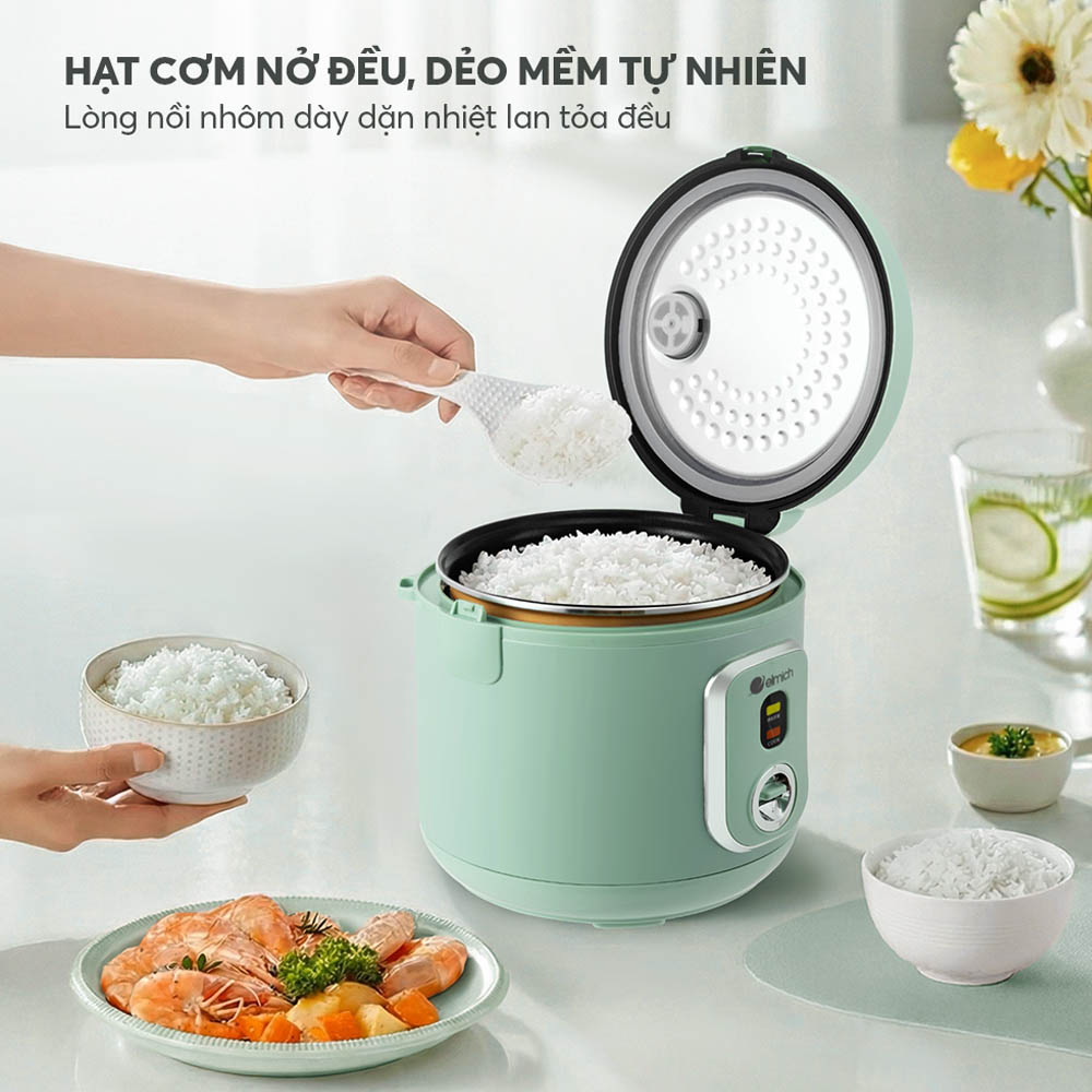 Lòng nồi nhôm dày dặn với khả năng dẫn hiệu quả
