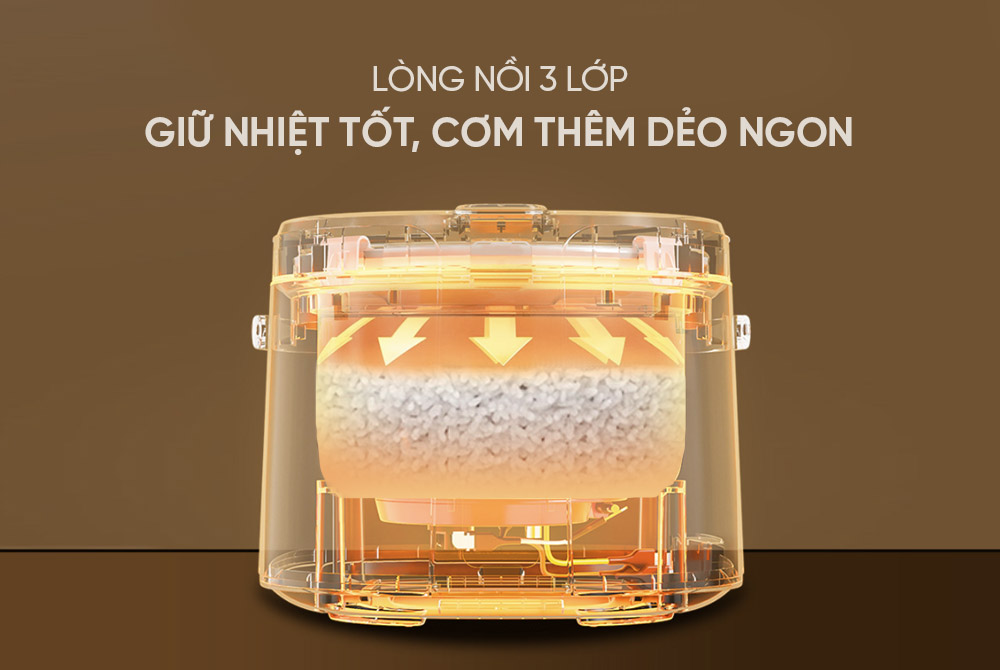 Nồi Cơm Điện Sunhouse SHD8221 giữ nhiệt tốt cơm thêm dẻo