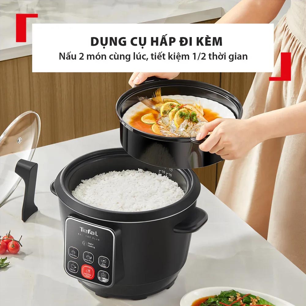 Xửng hấp hỗ trợ chế biến 2 món ăn cùng lúc, tiết kiệm thời gian