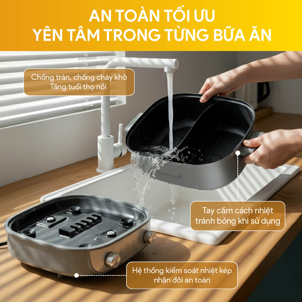 Hệ thống kiểm soát nhiệt kép, đảm bảo an toàn trong quá trình sử dụng
