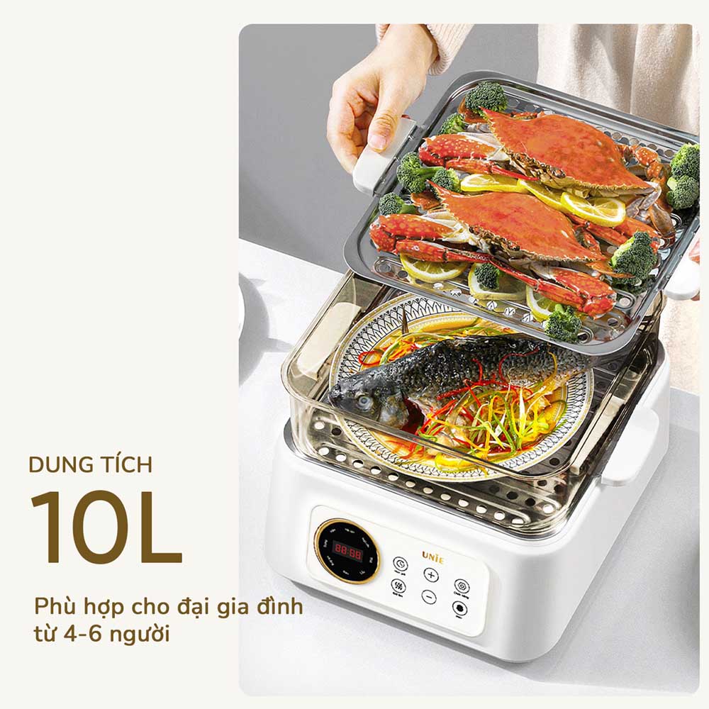 Nồi Lẩu Hấp Đa Năng Unie UE668 sở hữu dung tích 10 lít