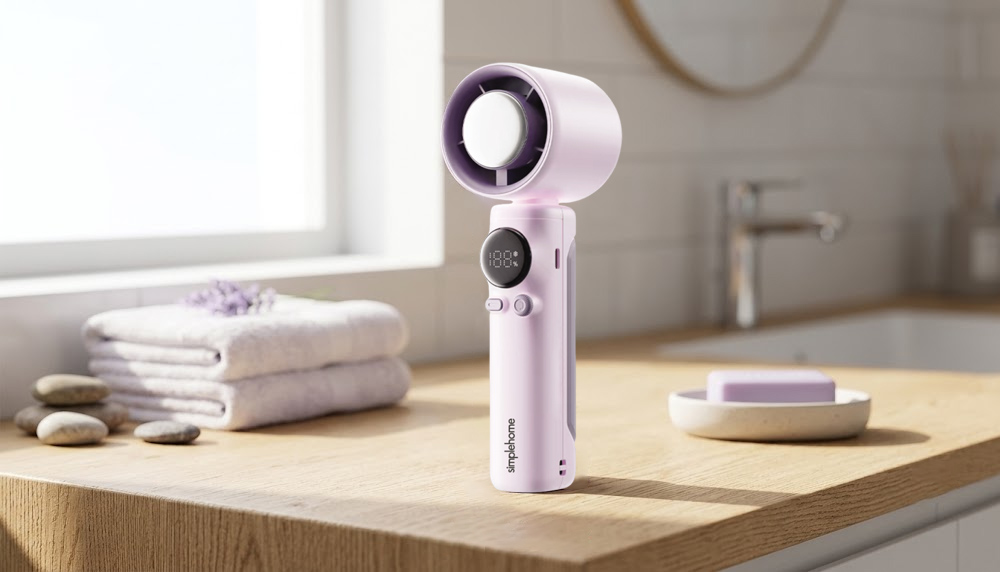 Quạt Cầm Tay Có Sò Lạnh Simplehome SS-026 Màu Tím có thiết kế nhỏ gọn