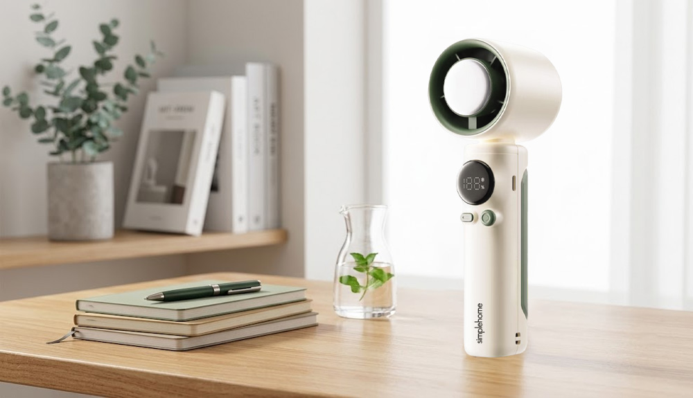 Quạt Cầm Tay Có Sò Lạnh Simplehome SS-026 có kiểu dáng hiện đại