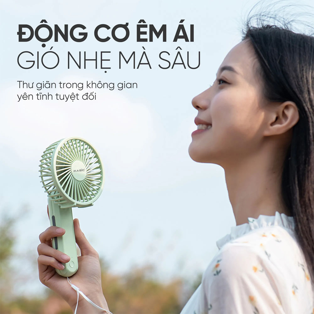 Quạt Cầm Tay Mini Magic A-011 có thiết kế 6 cánh quạt vận hành êm ái
