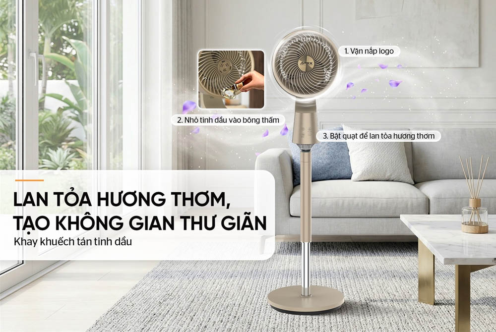 Quạt Đứng Tuần Hoàn Sunhouse Apex APF7320GY tạo không gian thư giãn