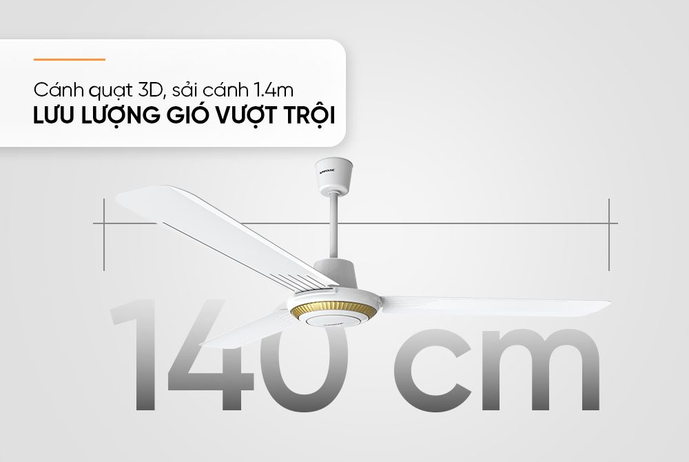 Quạt Trần Sunhouse SHD7659 75W có đường kính sải cánh lớn