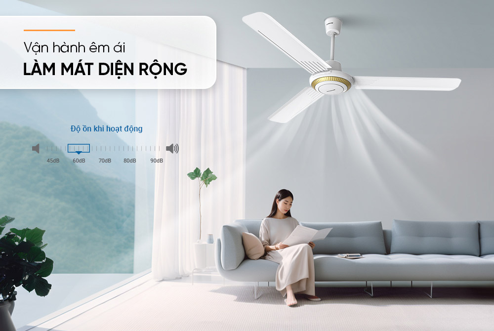 Quạt Trần 3 Cánh Sunhouse SHD7659 75W làm mát diện rộng