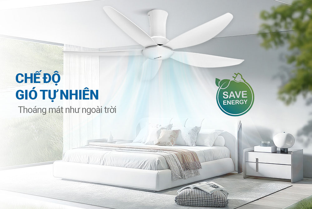 Quạt Trần 5 Cánh Sunhouse Apex APF7669W tạo không gian thư giãn