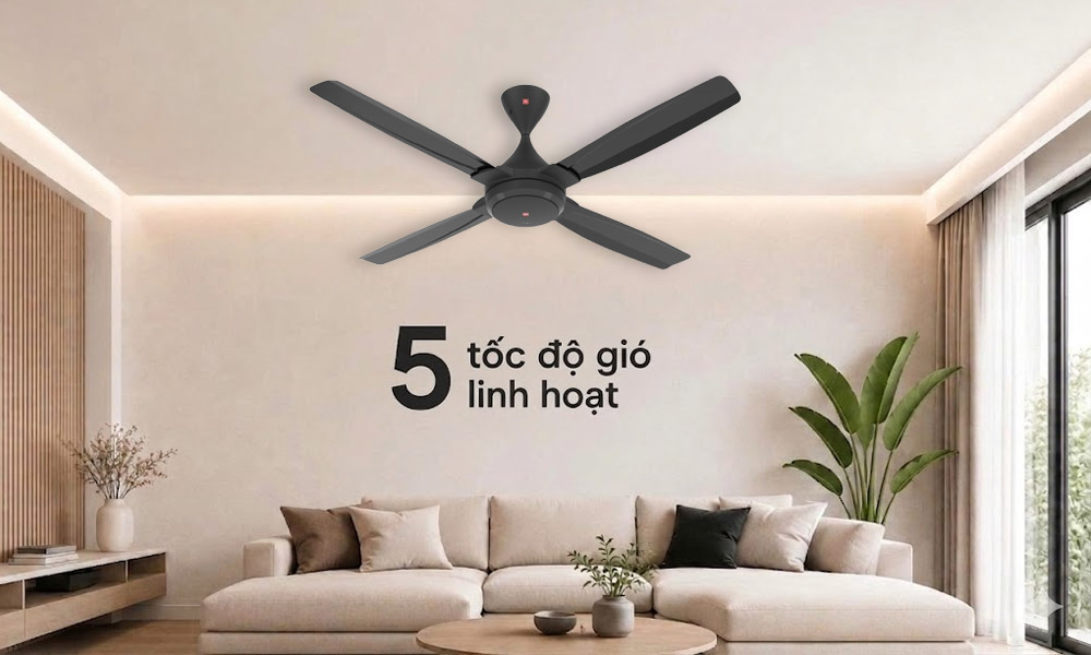 Quạt Trần KDK G56DG Màu Xám Đen đáp ứng đa dạng nhu cầu sử dụng