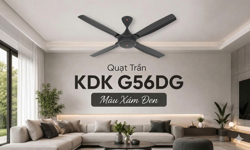 Quạt Trần KDK G56DG Màu Xám Đen có thiết kế hiện đại