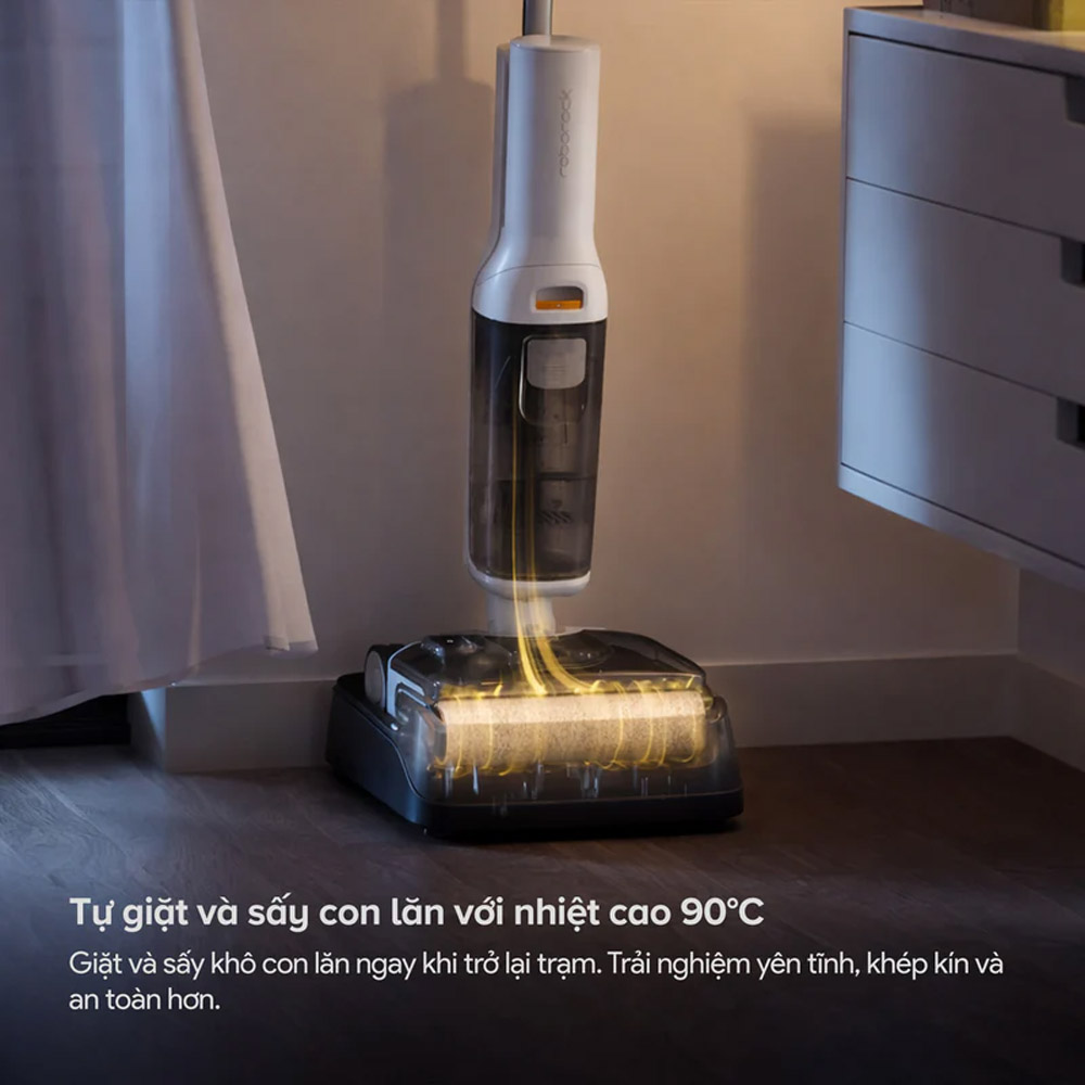 Tự giặt và sấy con lăn ở nhiệt độ 90°C giúp sạch khuẩn, khử mùi hiệu quả