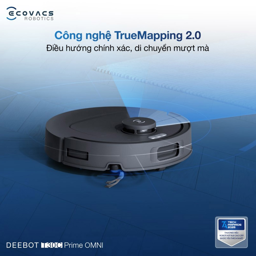 Robot Hút Bụi Ecovacs T30C Prime Omni có công nghệ điều hướng TrueMapping 2.0