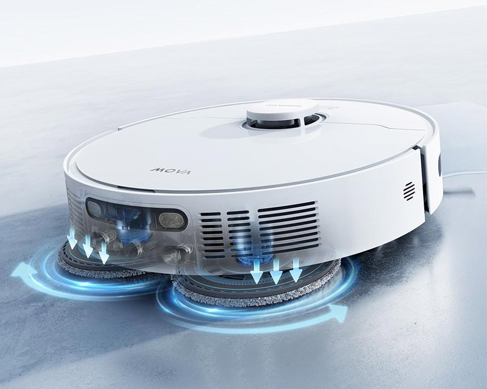 Robot Hút Bụi Lau Nhà Mova E30 Ultra có hệ thống lau xoay kép DuoScrub™