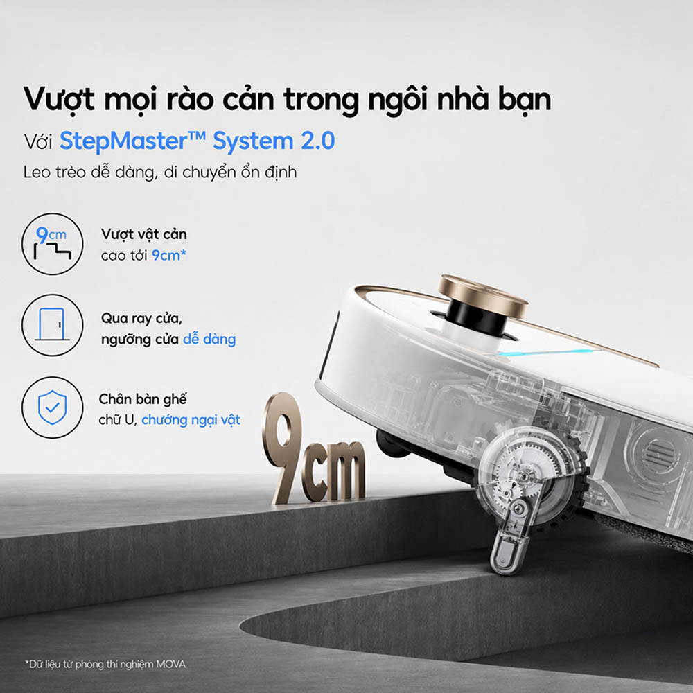 Robot Hút Bụi Lau Nhà Mova V70 Ultra nâng khung gầm 9cm