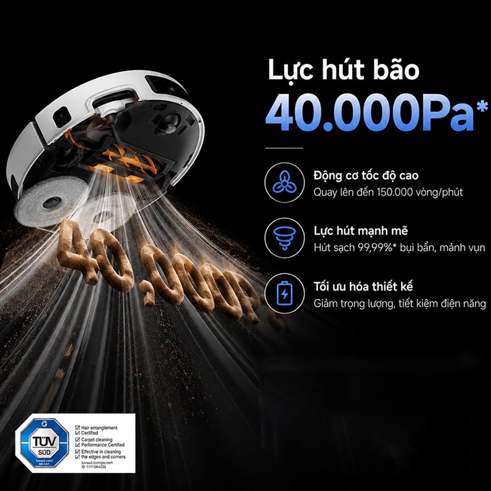 Robot Hút Bụi Lau Nhà Mova V70 Ultra hút sạch bụi bẩn