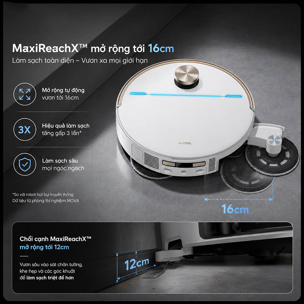 Robot Hút Bụi Lau Nhà Mova V70 Ultra làm sạch toàn diện