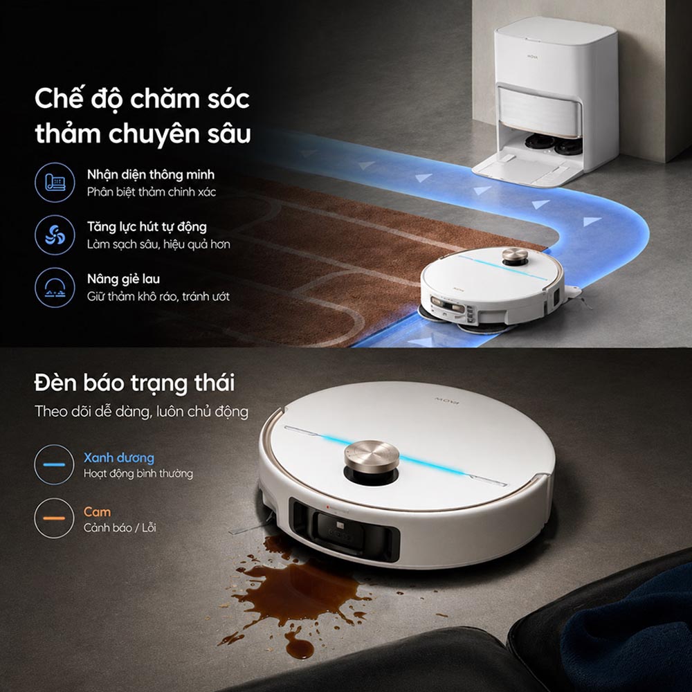 Robot Hút Bụi Lau Nhà Mova V70 Ultra tự nâng giẻ 10.5mm