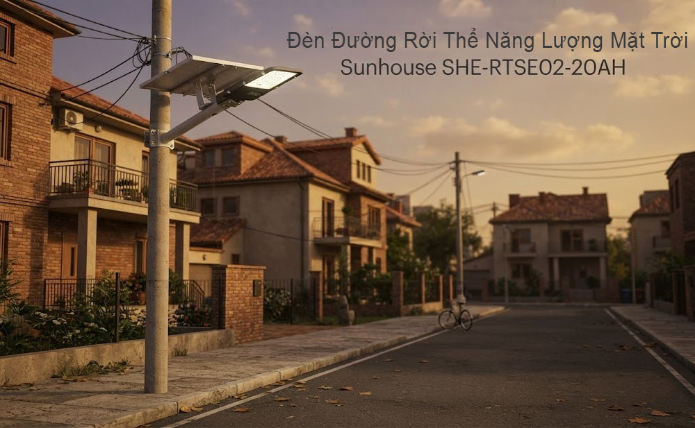 Sunhouse SHE-RTSE02-20AH có vỏ đèn được chế tạo từ chất liệu nhựa ABS