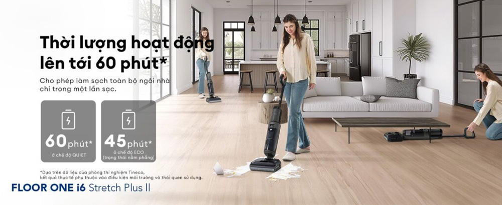 Thời lượng hoạt động đến 60 phút ở chế độ Yên tĩnh