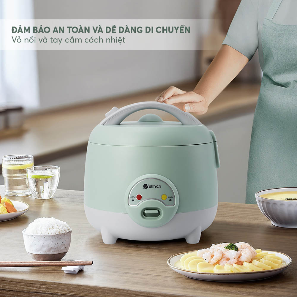 Nồi Cơm Điện Elmich RCE9355 trang bị vỏ ngoài bằng nhựa bền bỉ
