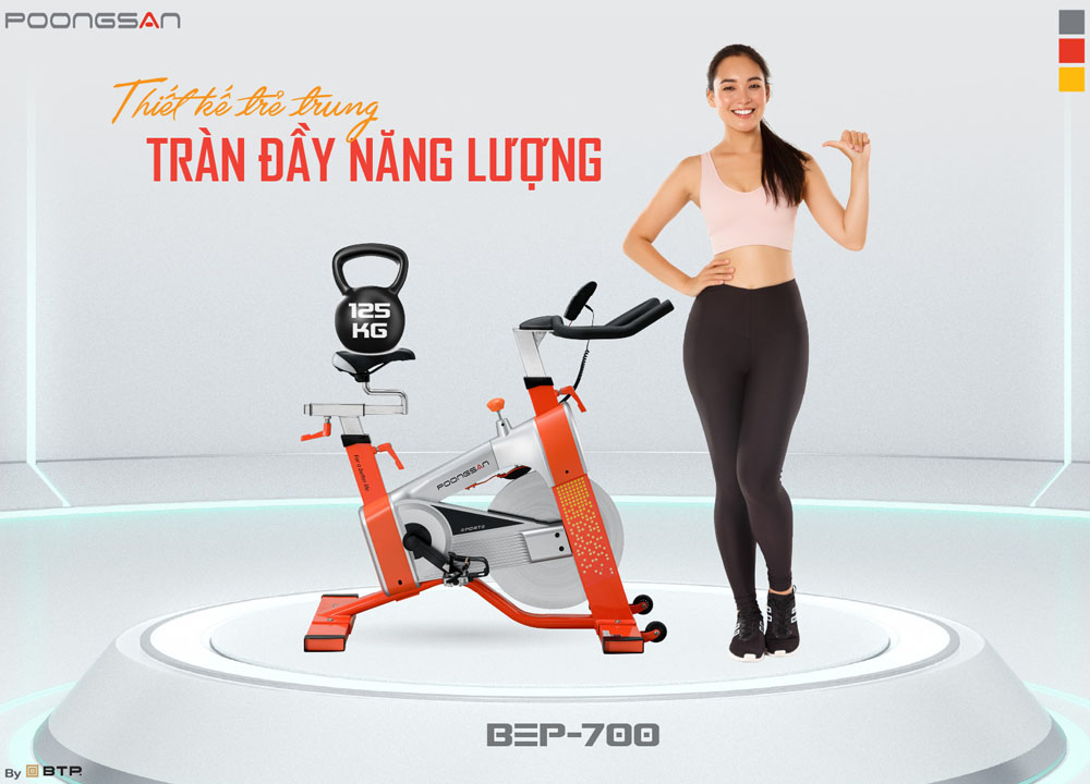 Xe Đạp Tập Poongsan BEP-700 chính hãng có khung sườn bằng thép không gỉ