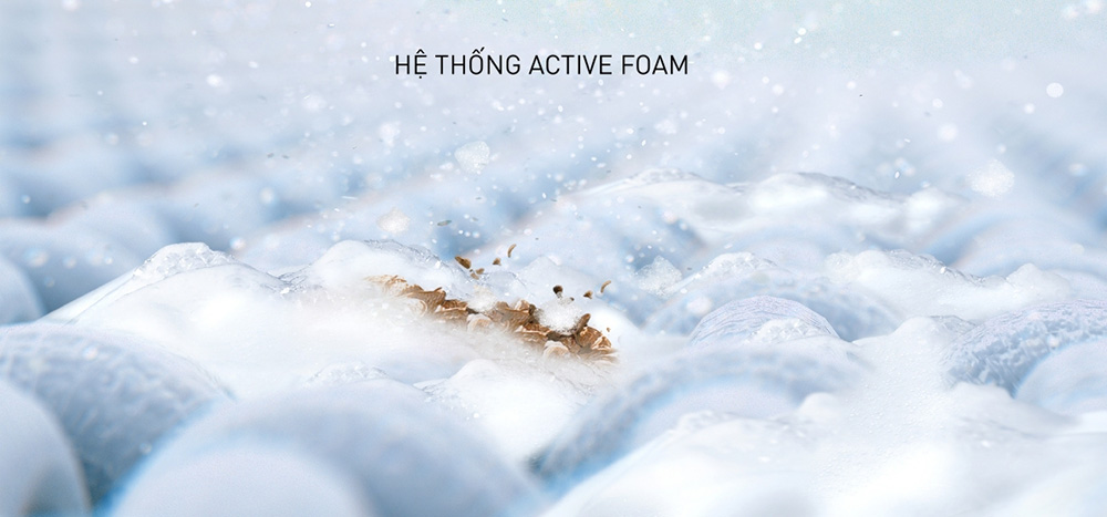 Công nghệ ActiveFoam tạo lớp bọt siêu mịn đánh bay vết bẩn hiệu quả