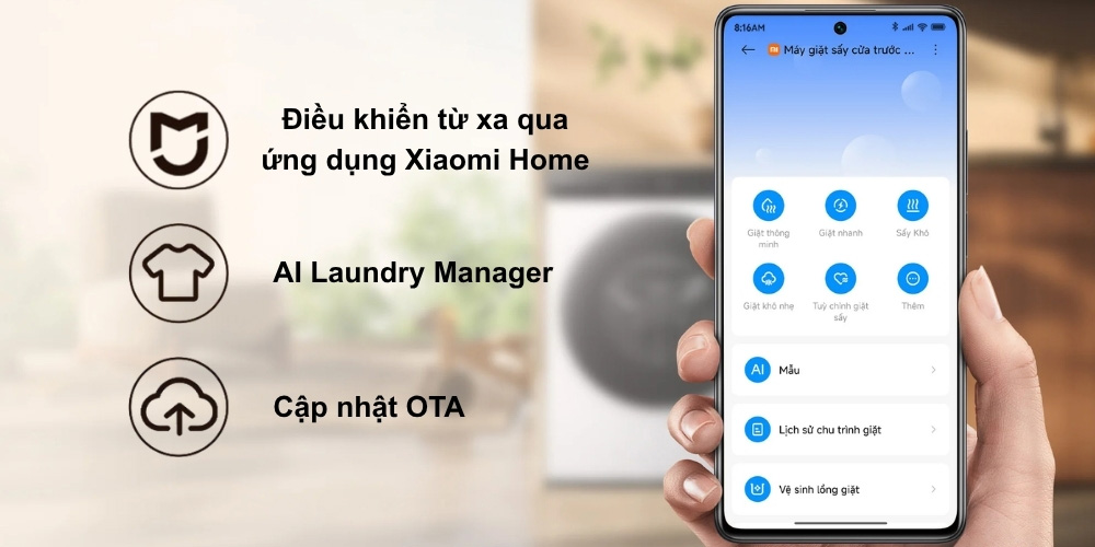 Điều khiển máy giặt WM090MJA08VN qua ứng dụng Xiaomi Home mọi lúc, mọi nơi