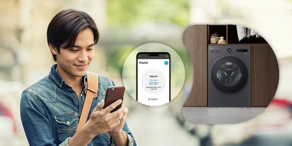 Kết nối LG ThinQ giúp quản lý chu trình giặt trên điện thoại