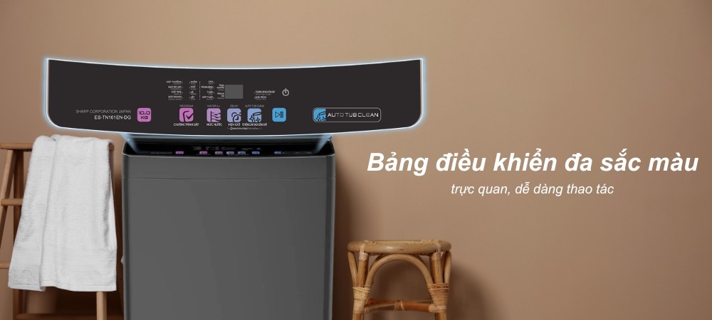 Máy Giặt 10 Kg ES-TN101EN-DG trang bị bảng điều khiển Anh - Việt đa sắc màu dễ sử dụng