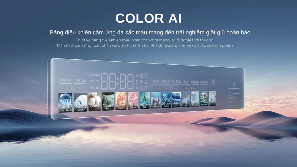 Máy Giặt AW14-BD4377U1L(GN) trang bị bảng điều khiển cảm ứng đa sắc màu