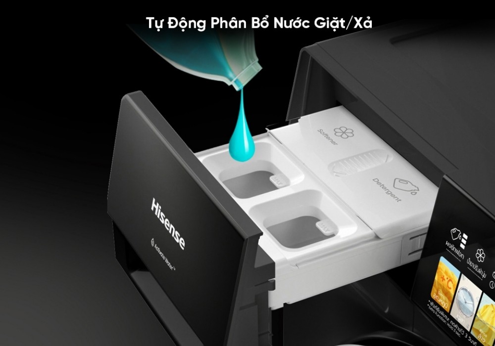 Máy Giặt Hisense WD120M5 tự động phân bổ nước giặt/xả