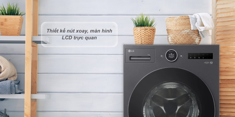 Máy Giặt LG F2520SNTKA với nút xoay và màn hình LCD dễ sử dụng