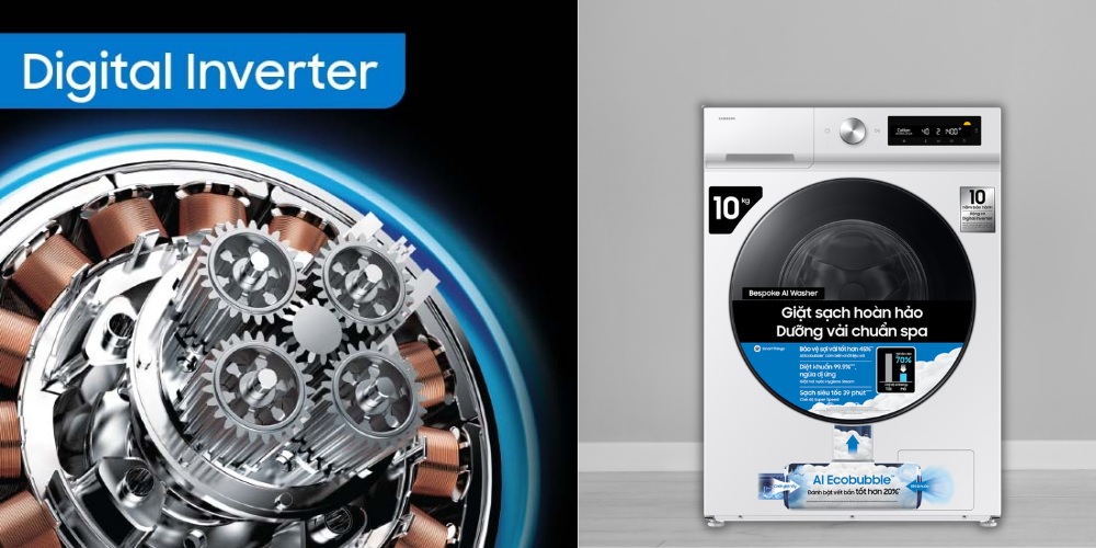 Máy Giặt Samsung Inverter WW10DB7U34GWSV tiết kiệm điện