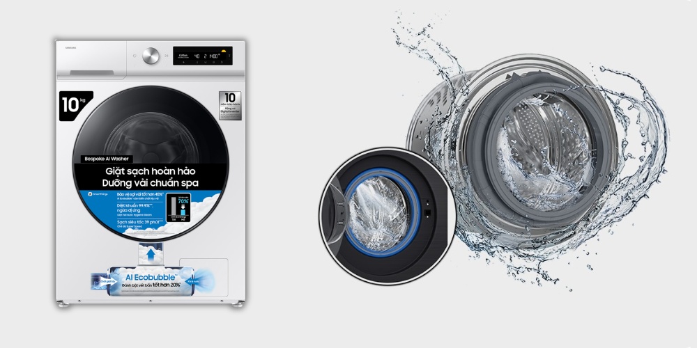 Máy Giặt WW10DB7U34GWSV tự động vệ sinh lồng giặt