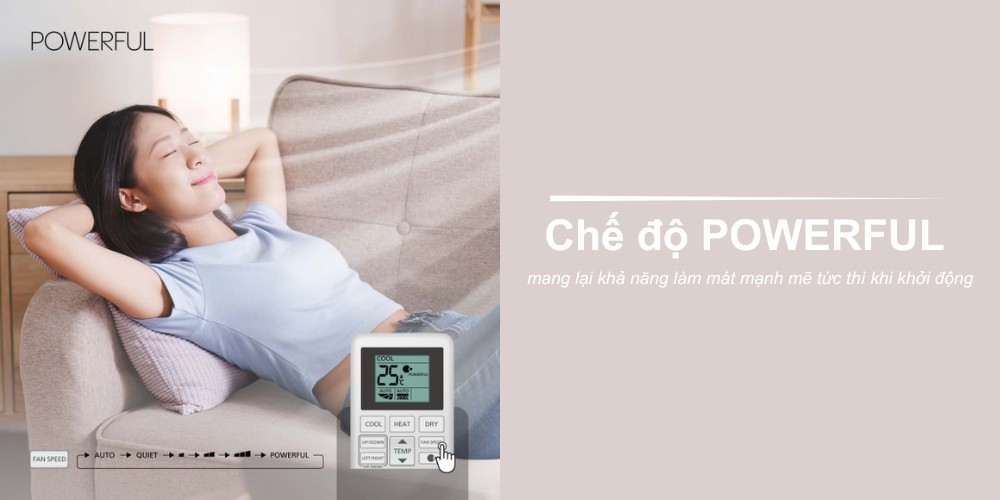 Máy Lạnh 3 Hp CU/CS-NZ24CF1H-8N với chế độ Powerful làm mát nhanh
