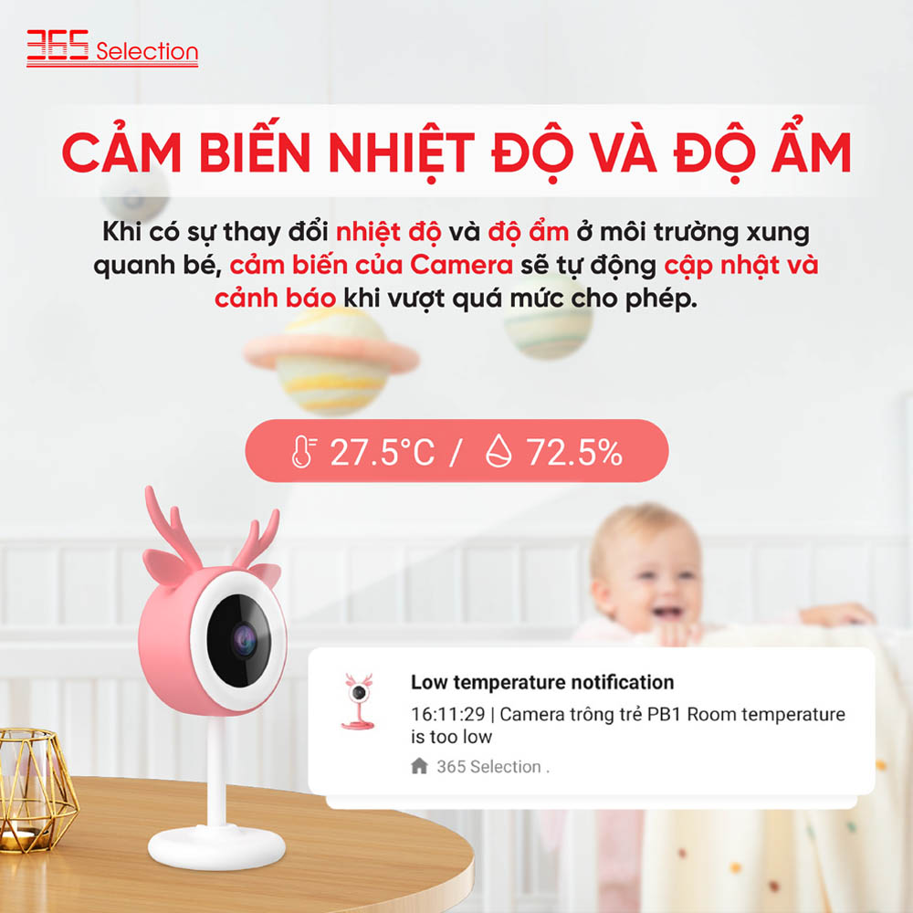 Cảm biến nhiệt độ và độ ẩm hỗ trợ theo dõi môi trường trong phòng